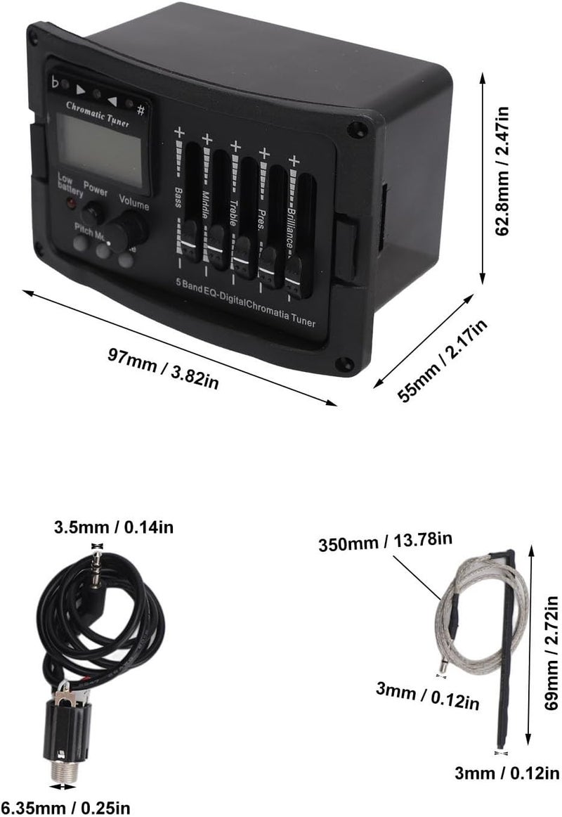 Wal front Guitar Preamp EQ Equalizer 5 Band 5 Professional Acoustic Guitar Preamplifier Equalizer with Tuner - Image 4